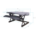 Rocelco 46" Adjustable Sit/Stand Corner Desk Riser with Anti Fatigue Mat - Black-CADR has grommet hole for cable management