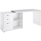HOMCOM 46" L-Shaped Desk with Drawers - White-2 shape design, space-saving L-shaped or straight, offers plenty of surface space (When you want to change shape, you need to use tools)