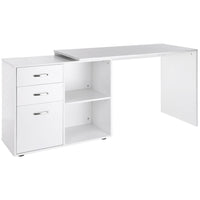 HOMCOM - Bureau en l avec tiroirs - 46 po L x 32,75 po l x 30 po H - blanc-Conception à 2 formes, gain de place en forme de L ou droite, offre beaucoup d’espace de surface (Pour changer de forme, il faut utiliser des outils)