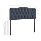 Modway Annabel Premium Linen Blend King Headboard - Denim-Diamond Button Tufting