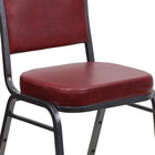 Flash Furniture – Chaise banquet empil Hercules, dos couronne, vinyle bourgogne, siège de 2,5 po, structure argentée, 4/paquet-Rembourrage en vinyle bourgogne