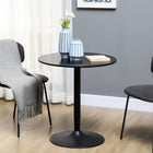 HOMCOM - Table à manger ronde avec base en acier et patin antidérapant pour salon - noir-La taille deux places est idéale pour l'installer dans votre petite cuisine ou salle à manger 