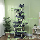PawHut 81" Large Cat Tree with Scratching Posts, Condos and Beds - Dark Grey-Anti-tip kit ensures safety and durability 