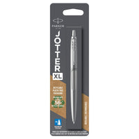 Parker − Stylo à bille Jotter XL − acier inoxydable monochrome − pointe moyenne − encre bleue-Le stylo icônique Jotter dans un corps plus gros, parfait pour ceux qui apprécient le confort d’un plus gros stylo