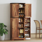 HOMCOM 64" H Kitchen Pantry Cabinet with Adjustable Shelves - Brown-Anti-tipping design enhances safety by attaching to the wall 