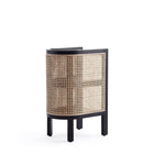 Manhattan Comfort Versailles 11.81" Industry Chic End Table 2-Piece Set - Black/Natural Cane-Each Shelf Height is 7.87"