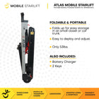Mobile StairLift Atlas Portable Wheelchair Stairlift - Assorted Colours-Adjustable track system fits common wheelchair widths 16", 18", and 20" for broad compatibility