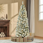 HOMCOM 6' Pre-Lit Snow-Flocked Christmas Tree - Green-250 built-in warm white LED lights provide a dazzling display 