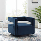 Modway - Booth Performance Velvet Fauteuil pivotant en velours de performance - Bleu Minuit-Rembourrage en mousse dense