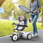 Qaba 6-in-1 Kids Tricycle with Removable Handlebar and Canopy - Blue-Detachable push handle allows parents to control direction easily 