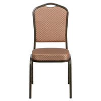 Flash Furniture HERCULES Series Crown Back Stacking Banquet Chairs with Gold Diamond Patterned Fabric & Gold Vein Frame - 4 Pack-Set of 4 Multipurpose Banquet Chairs
