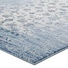 Modway Chiara Distressed Floral Lattice Contemporary Area Rug - 5 ft W x 8 ft L - Moroccan Blue/Ivory-Stain Resistant / Easy To Clean