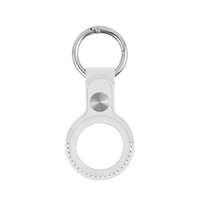 Logiix porte-clés en cuir pour airtag avec coutures blanches - blanc-Porte-clés et support élégants pour Apple AirTags (2021).