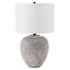 Hudson&Canal Shira 23" Tall Ceramic Table Lamp with Fabric Shade - Cool Terracotta/White-Modern rustic design for your living room, workspace, or bedside table
