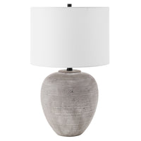 Hudson&Canal - Lampe de table en céramique Shira (58 cm) avec abat-jour en tissu - Terre cuite froide/blanc-Design rustique moderne pour votre salon, espace de travail ou table de chevet