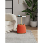 Manhattan Comfort Anderson 15.75" Modern Leatherette Upholstered End Table - Orange-Beautiful Round Gold Steel Table Top