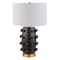 Hudson&Canal - Lampe de table en céramique Farrington de 66 cm de haut avec abat-jour en tissu - Noir mat/blanc-Design moderne pour votre salon, votre espace de travail ou votre table de chevet