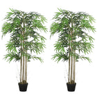 Outsunny - Arbre de bambou artificiel 5 pi en pot avec 1095 feuilles - vert - lot de 2-Magnifique ensemble de deux bambous artificiels avec un design à huit troncs 