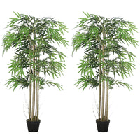 Outsunny - Arbre de bambou artificiel 5 pi en pot avec 1095 feuilles - vert - lot de 2-Magnifique ensemble de deux bambous artificiels avec un design à huit troncs 