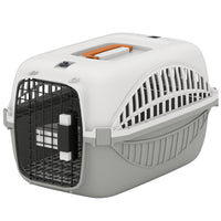 PawHut - Cage de transport pour chat rigide - caisse de transport pour animaux en plastique homologuée pour avion-Conception approuvée par les compagnies aériennes avec bol de nourriture pour garantir un voyage sans stress et confortable 