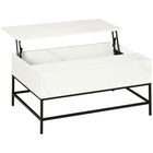 HOMCOM Lift Top Coffee Table with Hidden Storage Compartment - White-Modern design can fit any decor and stand out in your home