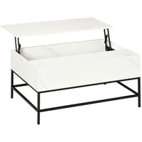 HOMCOM Lift Top Coffee Table with Hidden Storage Compartment - White-Modern design can fit any decor and stand out in your home