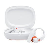 JBL Endurance Peak 4 True Wireless Noise Cancelling Sport Earbuds - White / Orange-Adaptive Noise Cancelling with Smart Ambient