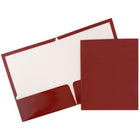 JAM Paper Glossy 2-Pocket Portfolio Folder - Maroon Burgundy - 6 Pack-Colour: Maroon Red
