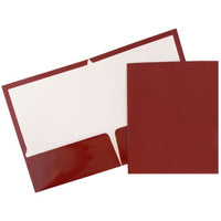 JAM Paper Glossy 2-Pocket Portfolio Folder - Maroon Burgundy - 6 Pack-Colour: Maroon Red