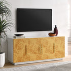 Modway Abel 69 Inch Burl Wood Sideboard Buffet TV Stand - White Bleached Burl-8 Shelves