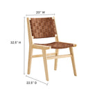 Modway - Saoirse Cuir Fauteuil d’accompagnement en bois Ensemble de 2 - Brun naturel-Conception ergonomique