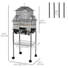 PawHut Indoor 48" H Bird Cage with Perch, Swing, Food Container, Slide-out Tray and Handle - Black-Large front doors for birds' easy access to the inside area 