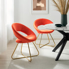 Modway Nouvelle Performance Velvet Dining Chair - Gold/Orange - 2 Pack-Glam Deco Accent Chairs