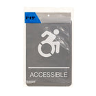 Headline Sign - Enseigne ADA avec symbole accessible en mouvement dynamique, 6" x 9", gris/blanc-Plastique moulé par injection de 6 po x 9 po x 1/8 po