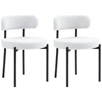 HOMCOM - Chaises de salle à manger avec pieds en acier pour cuisine - blanc crème - lot de 2-Emballé par lot de 2 pour le dîner, la conversation et plus encore 