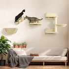 PawHut 3-Piece Cat Wall Shelf with Hammock, Scratching Post and Platforms-Includes 4 pieces: scratching post, hamock, steps, and platforms 