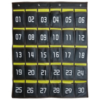 Kore Design Hanging Cell Phone 30-Pocket Storage Classroom Organizer -Black/Yellow-Enhanced Organization: Keeps phones and small essentials neatly arranged, reducing classroom clutter.