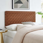 Modway Sparta Weave Wall Mount Vegan Leather Full Headboard with - Walnut Brown-Wood Frame