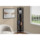 Monarch Specialties - 3622 62 po H Etagere - Espresso/Metal Noir En Coin-Bibliothèque en métal à 4 niveaux avec étagères en bois brun fonce régulièrement espacées