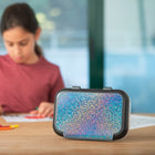 ZIPIT Recycled Plastic Pencil Case - Large Capacity Pencil Case for Girls - Glitter Design-Sturdy and light: this handy plastic box is sturdy, lightweight and spacious. It is transparent, has a dedicated name tag and is easily stackable