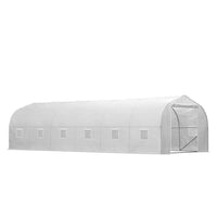 Outsunny - Grande serre de type chapelle 26 pi x 10 pi x 7 pi avec structure en acier, blanc-Prolonge la saison de croissance et protège les plantes des intempéries

