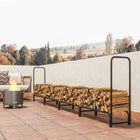 Outsunny Outdoor Firewood Rack with Rain Cover - Steel Chains - Dark Green-Steel chain prevents wood from accidental falls and enhance safety