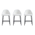 Manhattan Comfort Gracie 22" Modern Leatherette Upholstered Counter Stool - White and Black - 3 Pack-Modern Counter Stool with Backseat Perfect for Bar and Kitchen Use. Set of 3