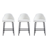 Manhattan Comfort Gracie 22" Modern Leatherette Upholstered Counter Stool - White and Black - 3 Pack-Modern Counter Stool with Backseat Perfect for Bar and Kitchen Use. Set of 3