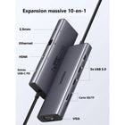 UGREEN - Hub USB-C Revodok 10 en 1 pour deux écrans-Transfert de données haute vitesse : Les trois ports USB 3.0 de type A permettent des vitesses de transfert allant jusqu’à 5 Gbps, avec rétrocompatibilité pour les appareils USB 2.0/1.1. Cela assure une gestion rapide et efficace des données.