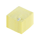 Globe Commercial - Chiffon en microfibre - 240 g/m² - 14" x 14" - Jaune - Paquet de 10-Réduisez l’utilisation de produits chimiques et ramassez plus de bactéries