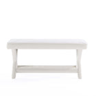 Manhattan Comfort - Abigail banc ottoman tapissé en velours style milieu du siècle 42,12" - crème-20,47 po L x 21 po l x 19,48 po H