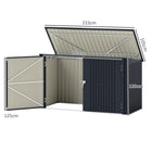 Outsunny - Abri pour bacs à ordures 7,6 pi x 3,4 pi pour 3 poubelles - gris foncé-Portes verrouillables avec loquets et clés pour un accès sécurisé et facile  

