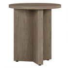 Hudson&Canal - Table d'appoint ronde Anders de 50 cm de largeur, , en chêne gris vieilli-Un design scandinave contemporain pour votre salon, votre bureau et plus encore
