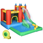 Outsunny Kids Bouncy House Inflatable Toys Pool Water Slide Trampoline with Inflator - 10.8' L x 8' W x 7' H - Multicoloured-Water pool modeling and attractive color scheme make your child more interested 